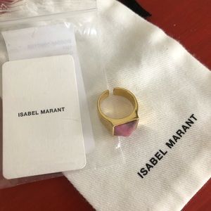 Isabel Marant golden ring with pink square stone